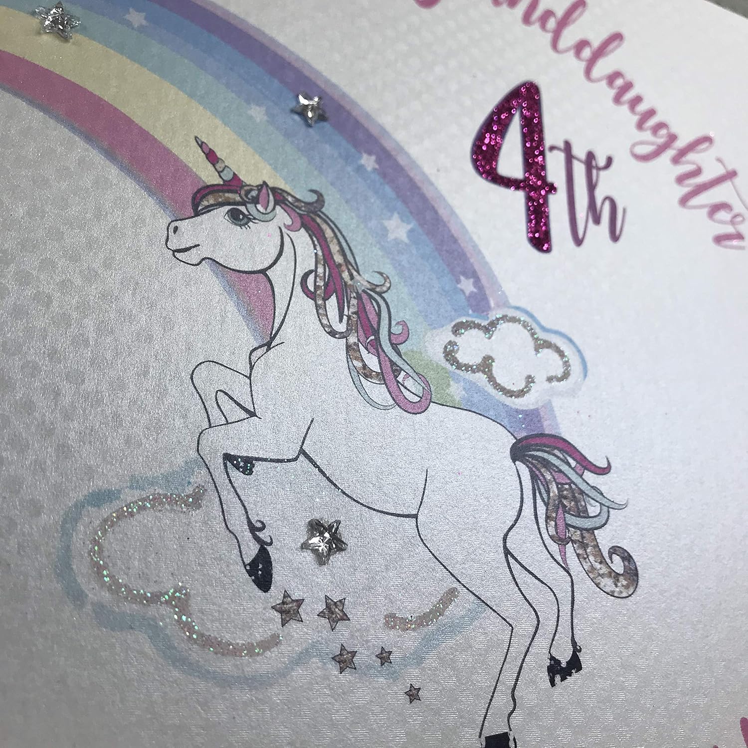 White Cotton Cards Large "to a Beautiful Granddaughter, Have Fun on Your 4th Birthday" Handmade Card, XR34-4gd - Image 4