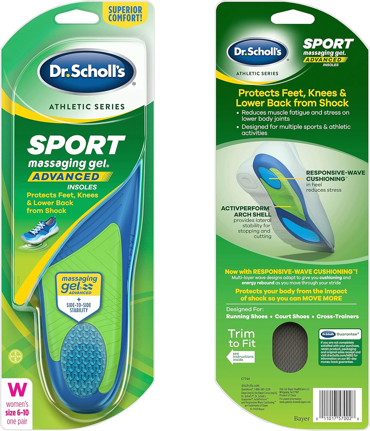 Dr. Scholl’s Sport Insoles // Superior Shock Absorption and Arch Support to Reduce Muscle Fatigue and Stress on Lower Body Joints (for Women's 6-10, also available for Men's 8-14): Health & Personal Care