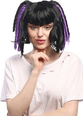 Wig Me Up 3160 P103 P08a Perucke Damen Fasching Cosplay Zopfe Lolita Anime Schwarz Lila Violett Strahnen Dreads Amazon De Spielzeug