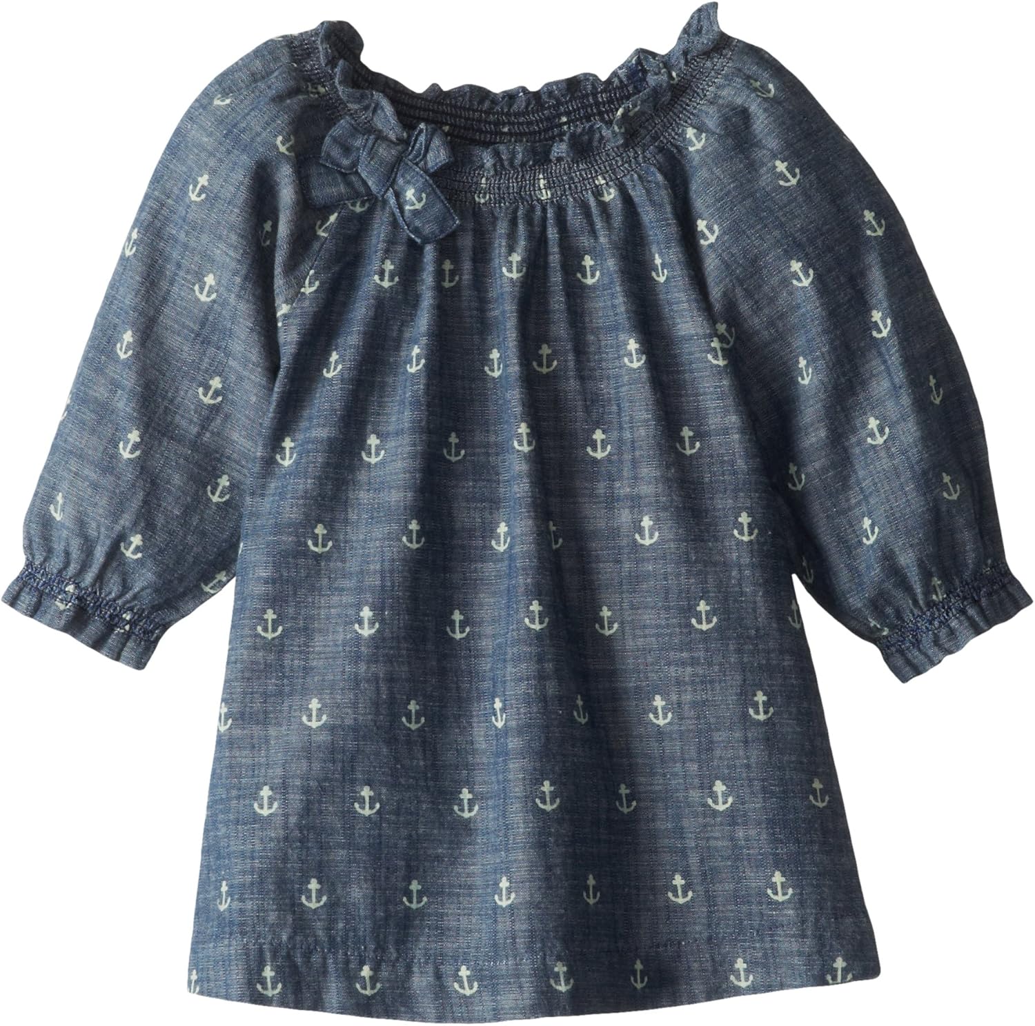 Hatley Little Girls' Chambray Blouse Discharge Anchors, Blue, 6: Clothing