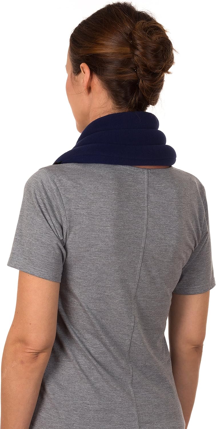 Sunny Bay Extra Long and Wide Neck Heating Wrap, Heat Therapy Pad for Sore Neck & Shoulder Muscle Pain Relief - Thermal, Personal, Reusable, Non Electric, Hot Pack Pads/Cold, Wheat Filled (Navy Blue): Beauty