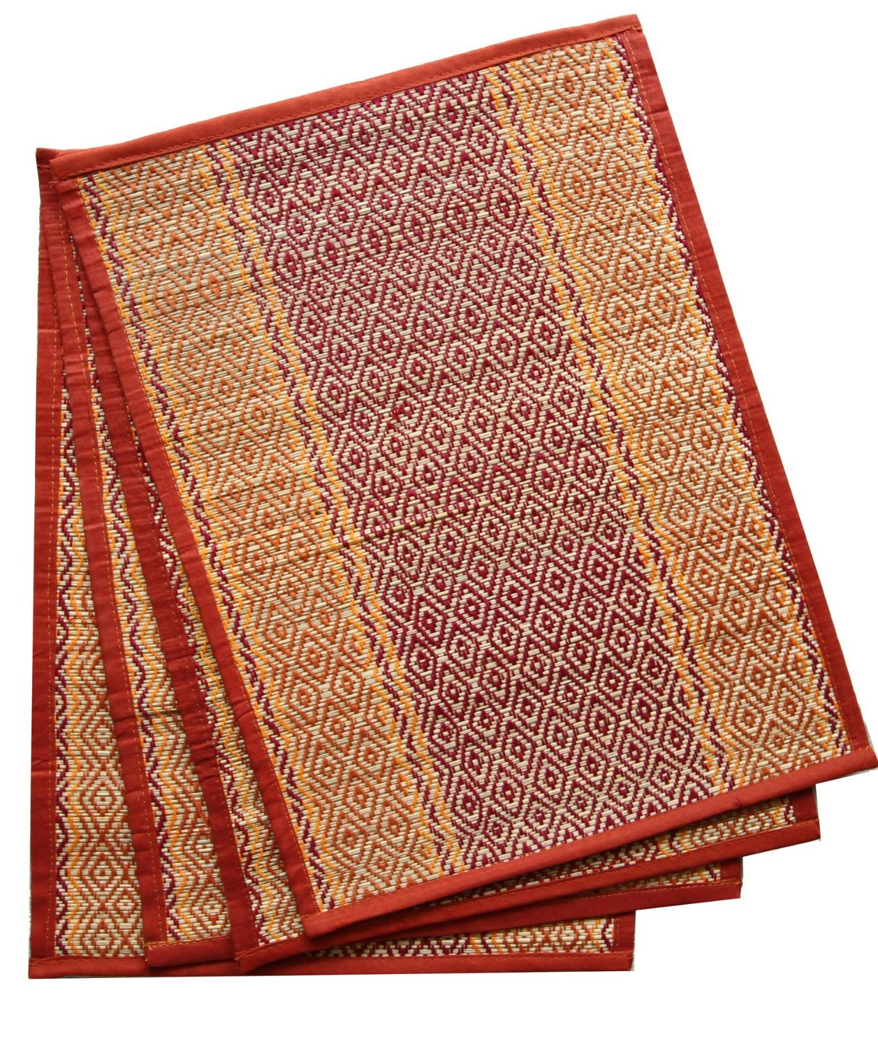 SouvNear Set of 6 Woven Bamboo Straw Placemats & Table Runner for