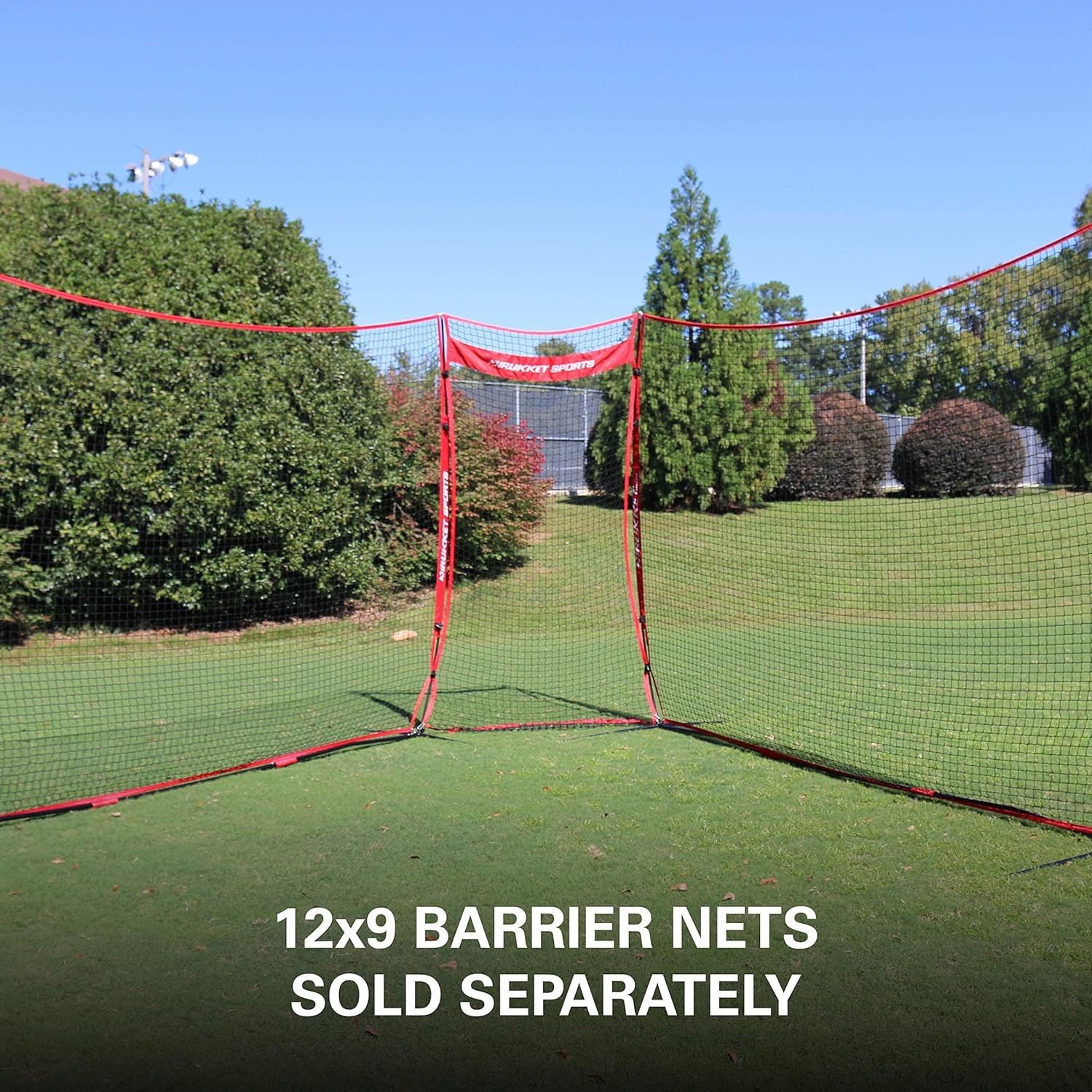Rukket 12x9ft Barricade Backstop Net, Indoor and Outdoor Lacrosse, Basketball, Soccer, Field Hockey, Baseball, Softball Barrier Netting for Backyard, Park, and Residential Use (Connector) : Sports & Outdoors