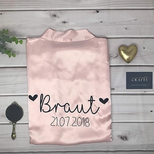 Morgenmantel Rosa Braut Brautjungfer Name - komplett personalisierbar