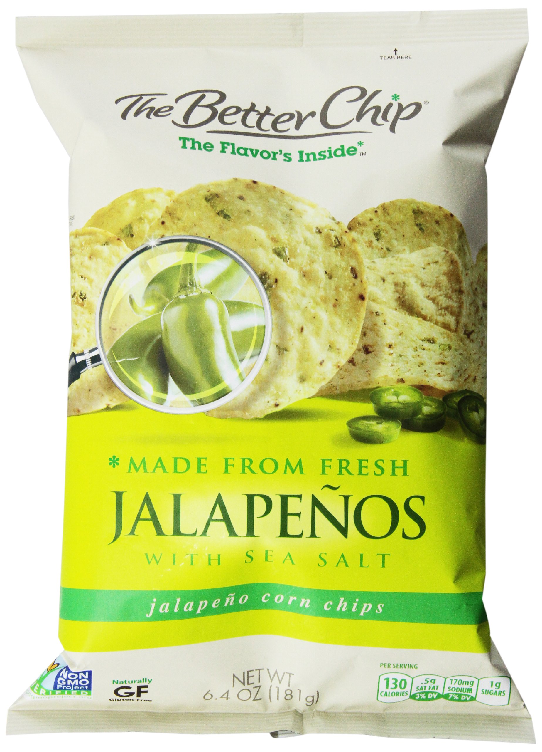 The Better Chip Whole Grain Chips, Jalapeno, 6.4 Ounce