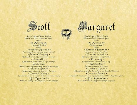 Personalized 85x11 Antique Parchment Paper Wedding Couple First Paper Anniversary Name Origin Wedding Gift Keepsake - 