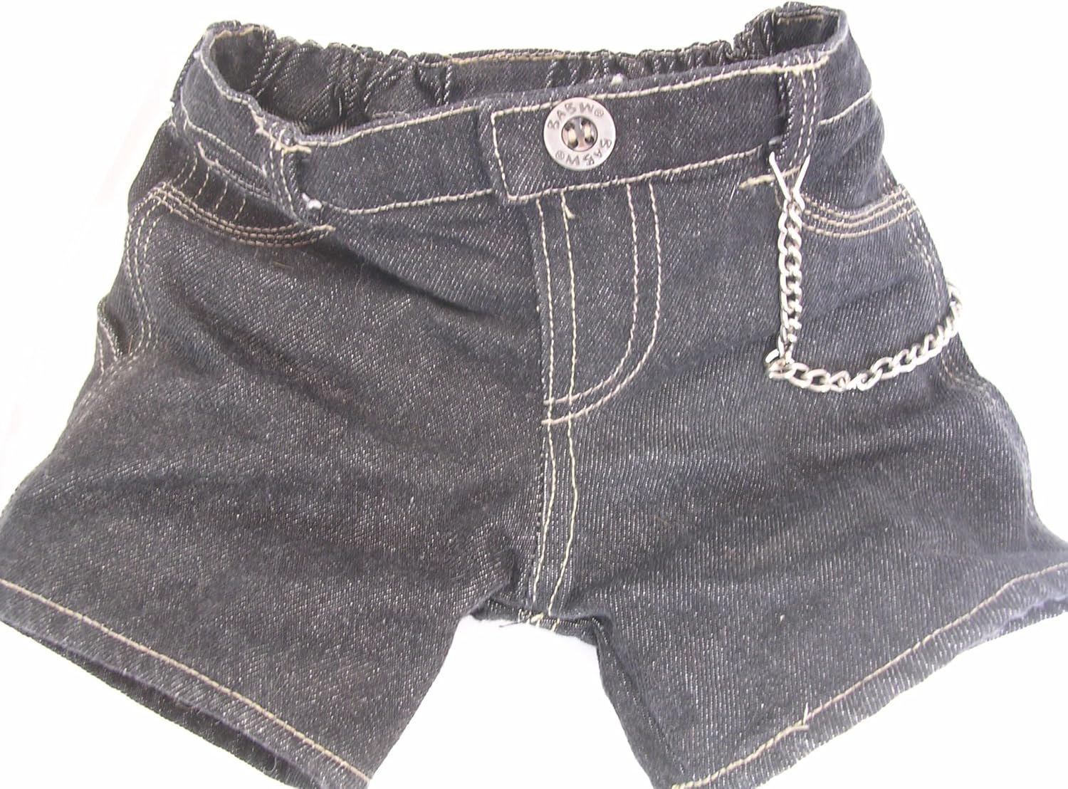black denim shorts with chain