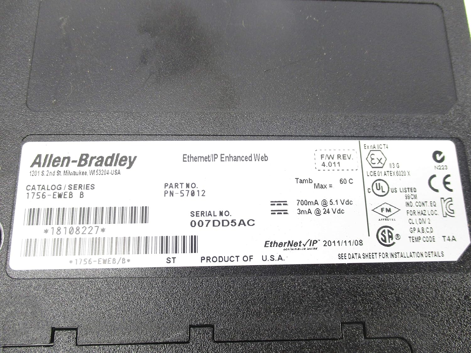 1756 Eweb Bradley Allen Ser Nsnp 4 011 F W B Programmable Logic Circuits Novelty Items Www Klevering Com