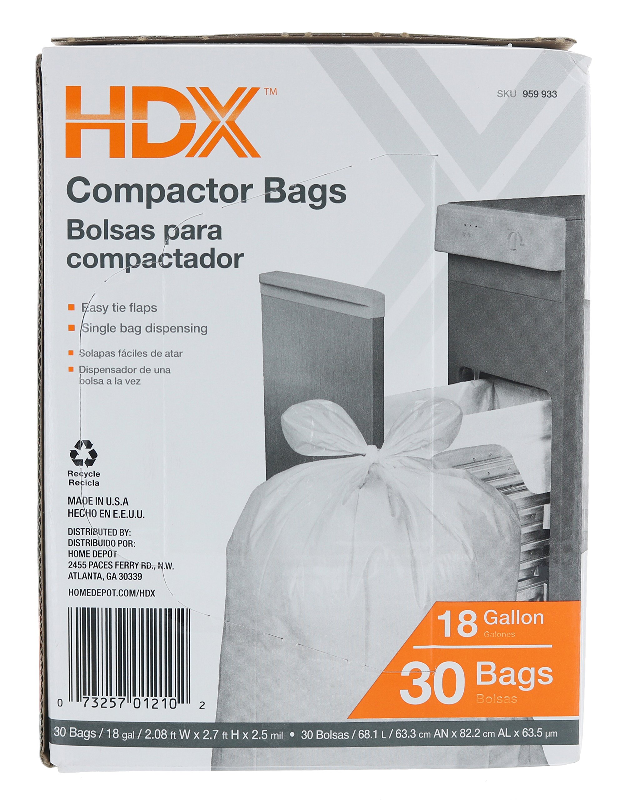 Galleon HDX 959933 18 Gallon 2.5 Mil Trash Compactor Bags W/ Tie