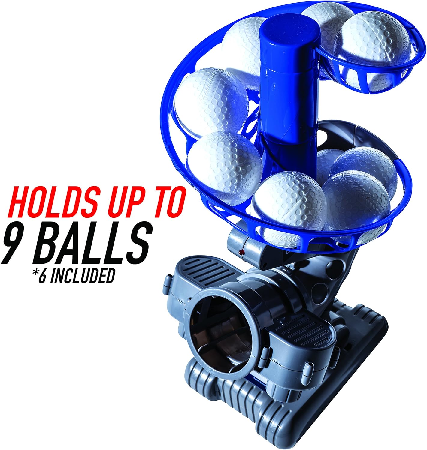 Franklin Sports MLB Electronic Baseball Pitching Machine – Height Adjustable – Ball Pitches Every 7 Seconds – Includes 6 Plastic Baseballs, Silver/Blue (6696S3): Toys & Games