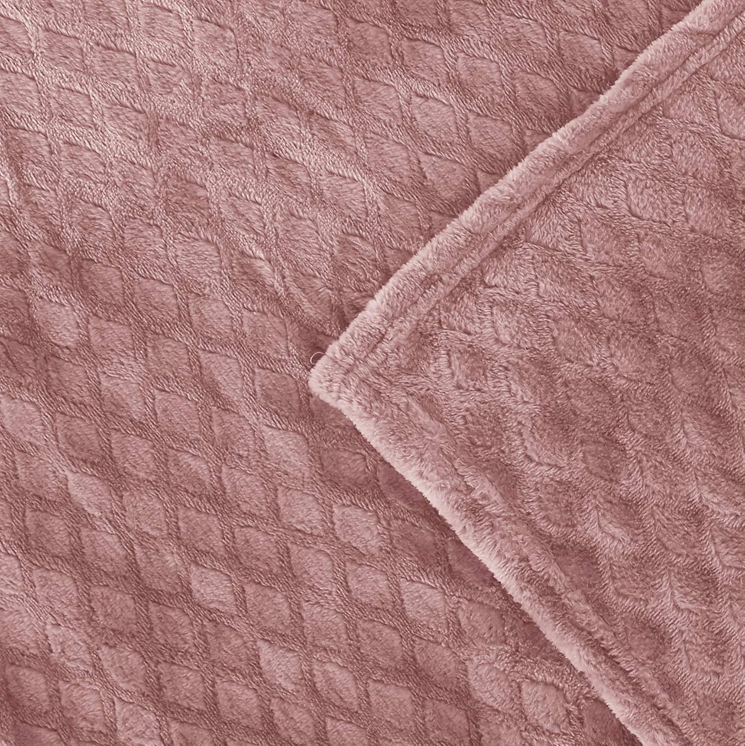 Exclusivo Mezcla Brushed Diamond Check Large Flannel Fleece Throw Blankets (Pink, 50" x 70")-Soft, Warm and Lightweight: Home & Kitchen