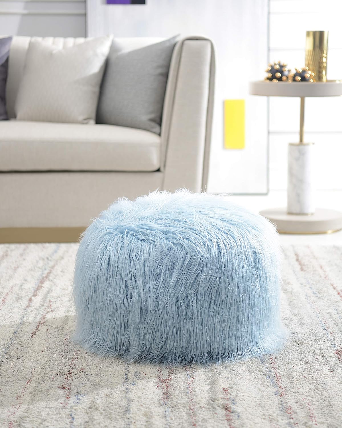 Comfortland Unstuffed Pouf Covers, Folding Faux Leather Ottoman Poufs,22 x12 Foot Rest, Foot