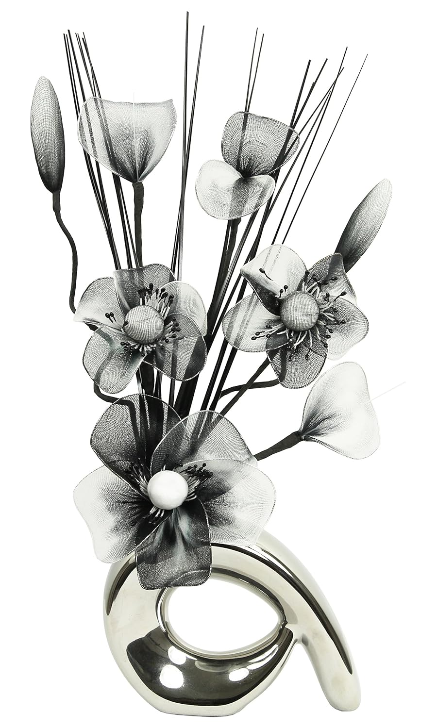 Tall Floor Vase For Living Room Or Hall With Black And White