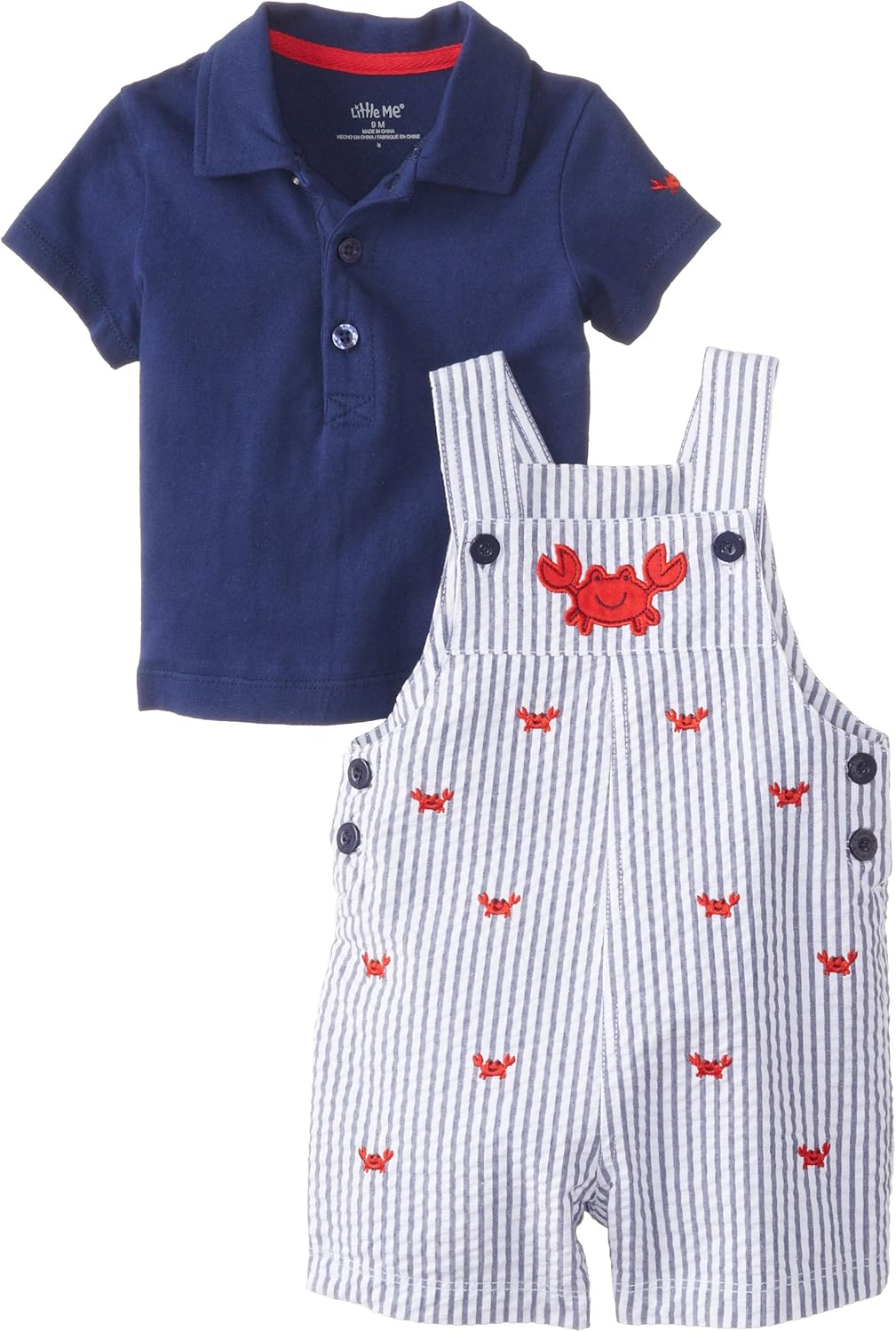 Little Me BabyBoys Newborn Crab Shortall Set Clothing