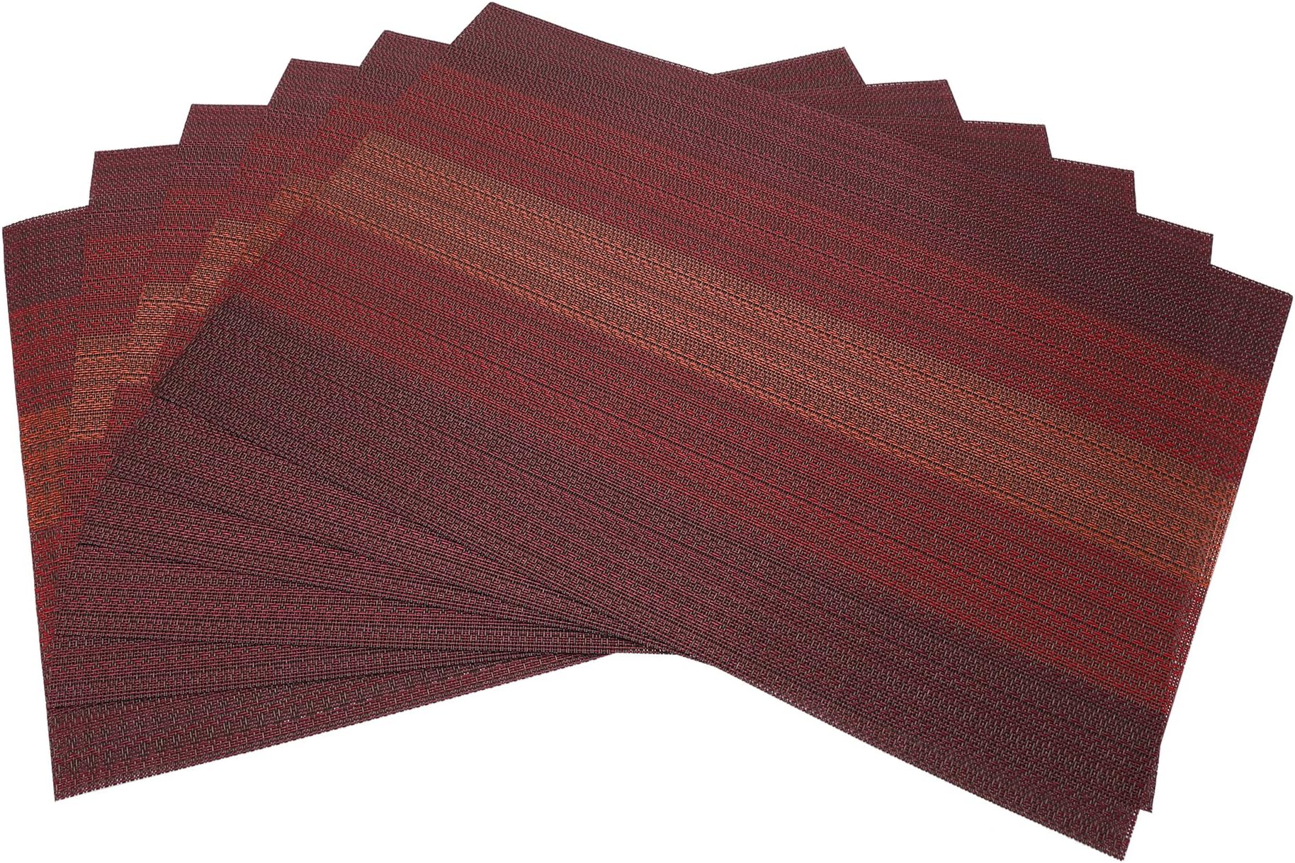 Placemats Set of 6, Gonove Crossweave Woven Vinyl PVC Placemat Washable Table Mats for Kitchen Dinning Table (Dark Red)