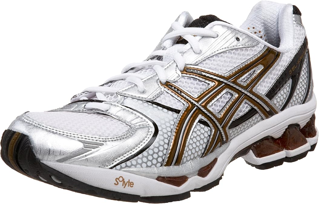 ASICS Men's GELKayano 15 Running Shoe, White/Brass/Black