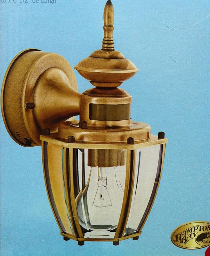 Hampton Bay Exterior Motion Sensor Wall Lantern Light Antique Brass