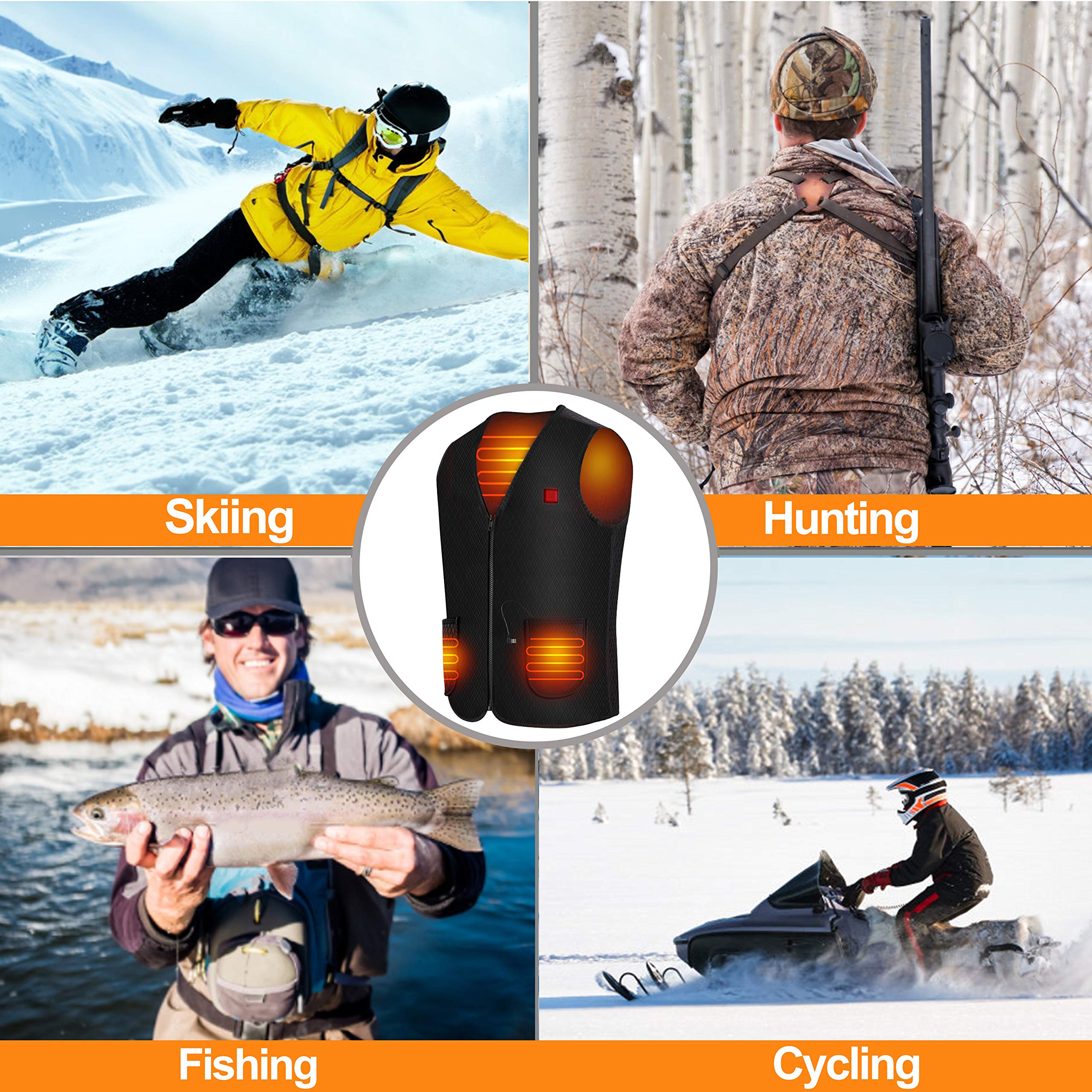Begleri Heated Vest for Men Women - Electric USB Heating Vest, Heated Motorcycle Vest for Winter Sports