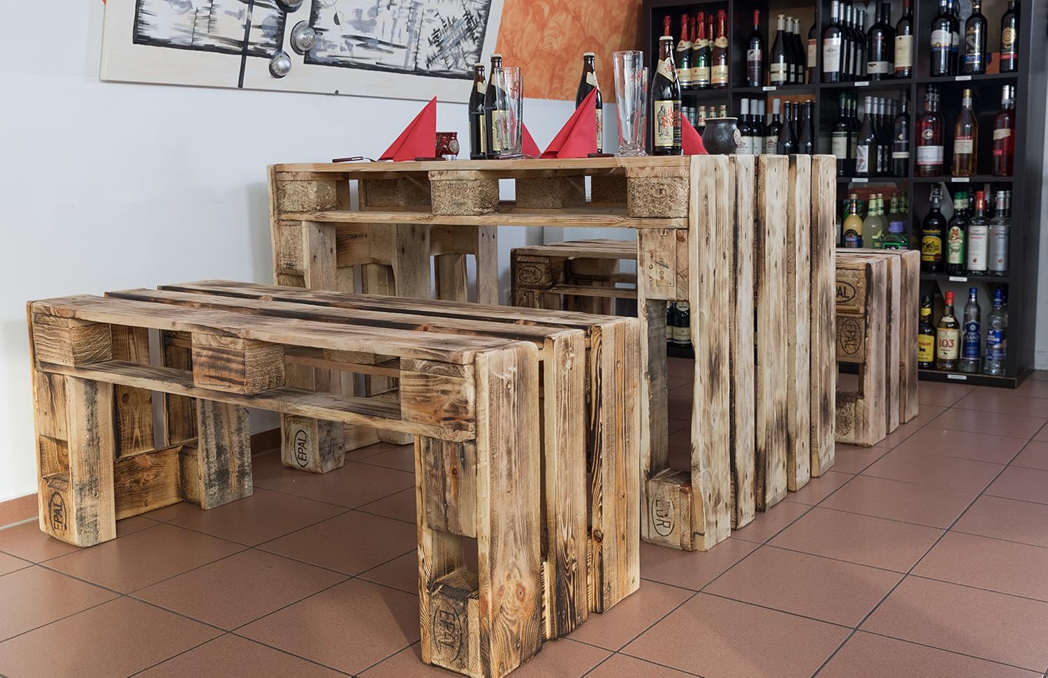 palé Muebles, muebles de jardín de Palets, asiento Grupo: Amazon ...