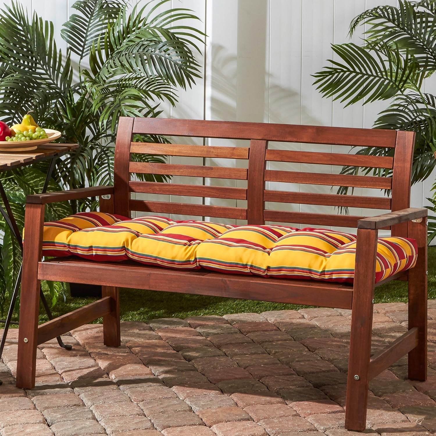 Amazon Com Greendale Home Fashions 51 Inch Indoor Outdoor Bench Cushion Carnival Stripe Patio Furniture Cushions Garden Outdoor