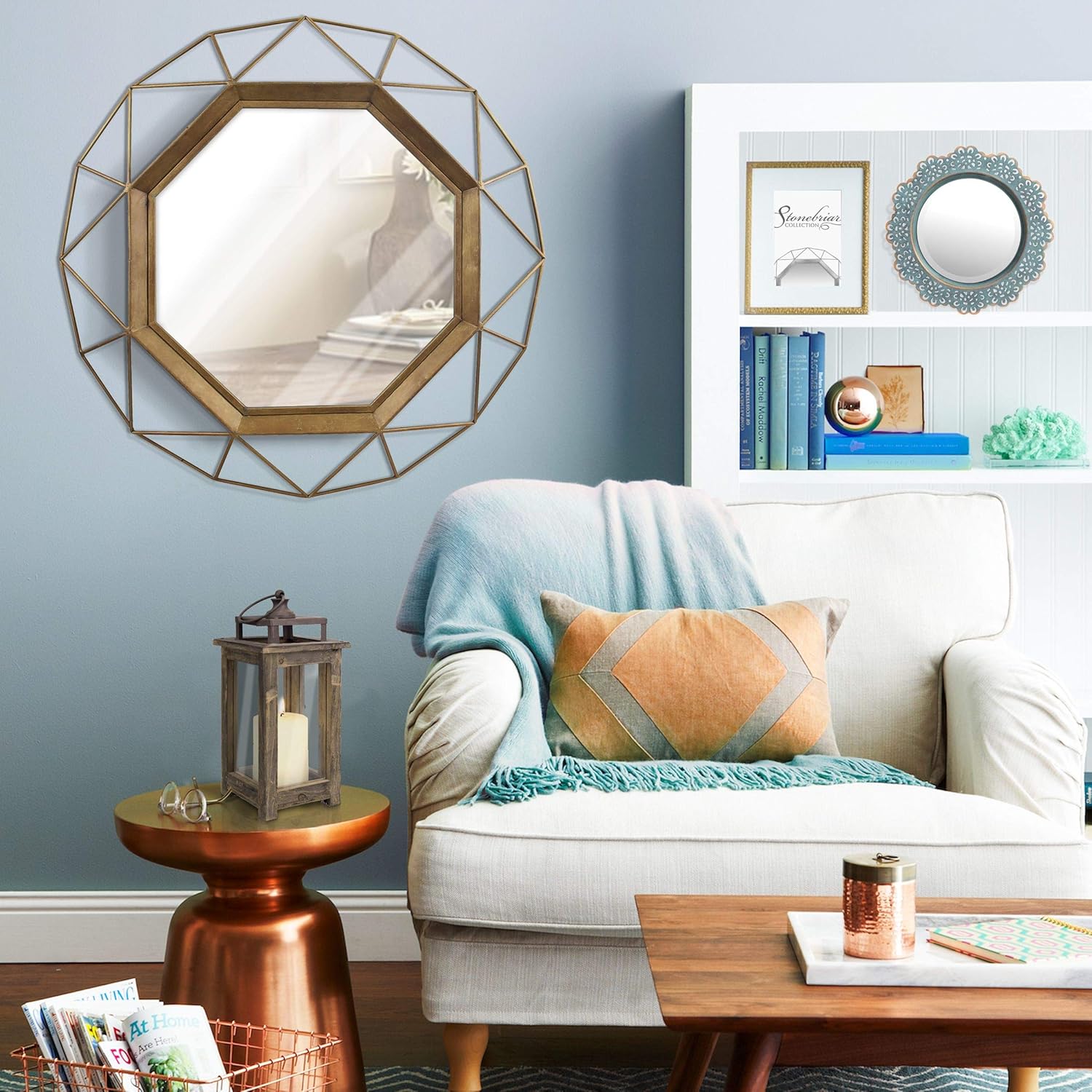 Stonebriar SB-6137A Gold Geometric Wall Mirror, 30 x 30: Home & Kitchen
