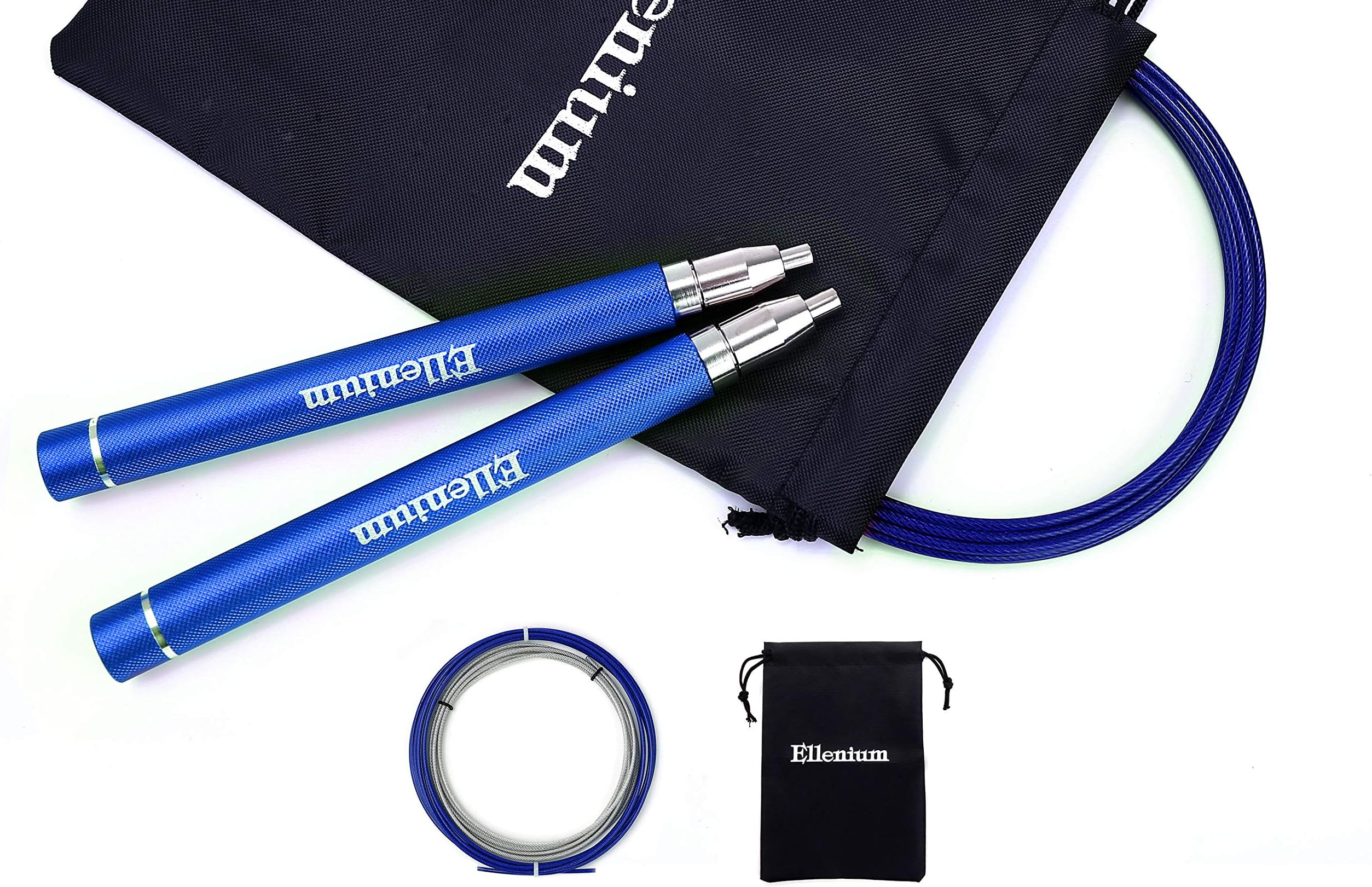 Ellenium Speed Jump Rope - Premium Quality with Self-Locking Adjustable Design, Fast & Smooth Bearings, Anti-Slip Handles | Great for Boxing, MMA, Double Unders, Crossfit, and Fitness Workouts