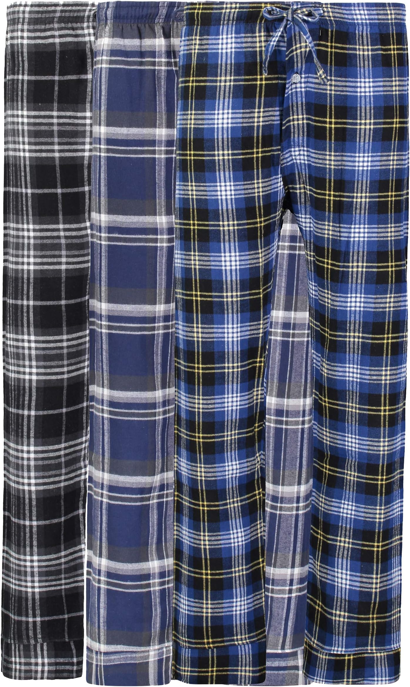Mens 3 Pack Woven/100% Cotton Flannel Pajama Pants Lounge Pants Sleep Pants Sleepwear Assorted Various Plaids