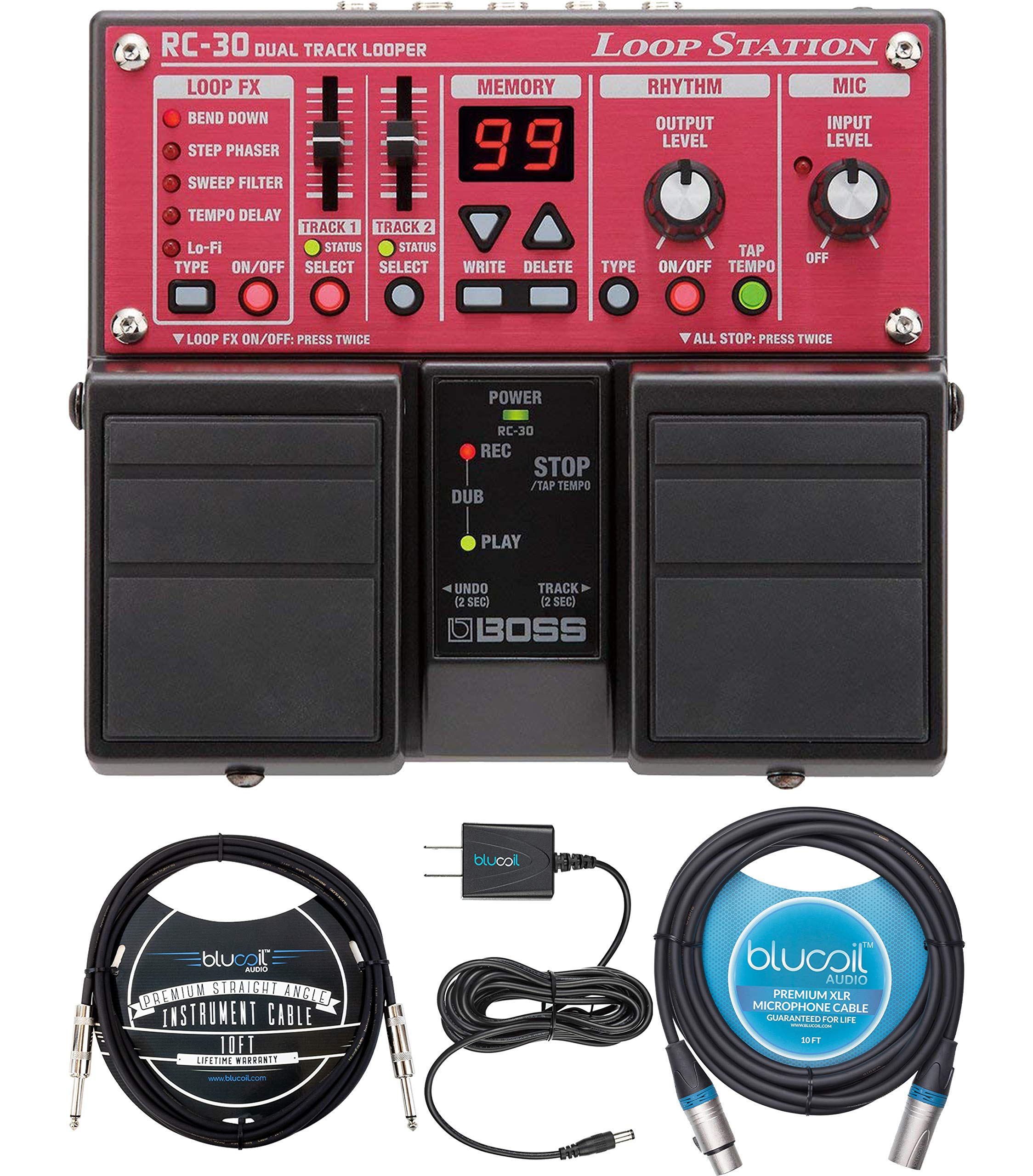 Boss Rc 30 Loop Station Bundle With Alkaline Batteries Blucoil Slim 9v 670ma Power Supply Ac Adapter 10 Ft Balanced Xlr Cable And 10 Ft Straight Instrument Cable 1 4in Buy Online In Cayman Islands