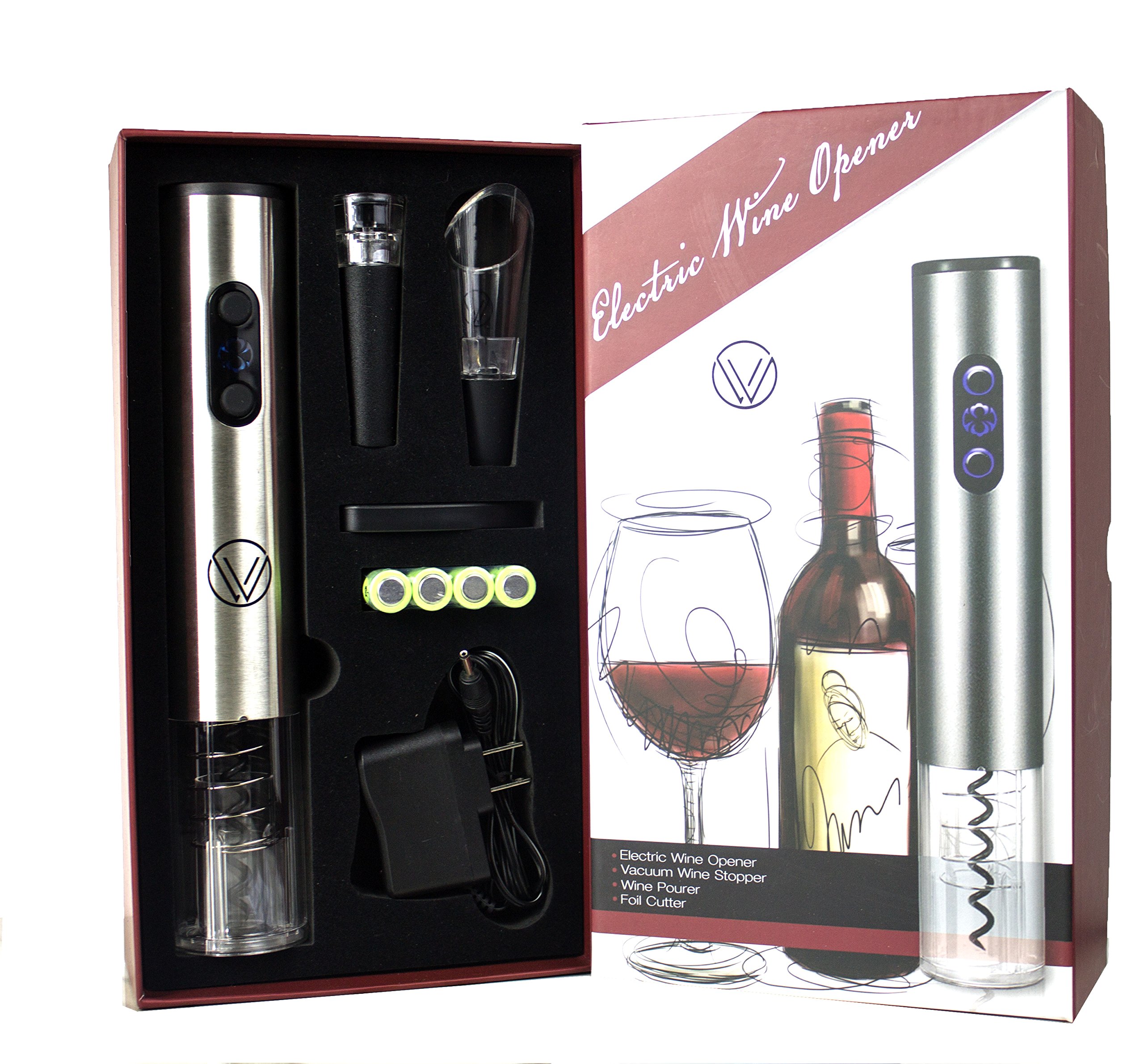 Stainless Steel Electric Wine Opener Gift Set by VADUGAVARA. Gifts