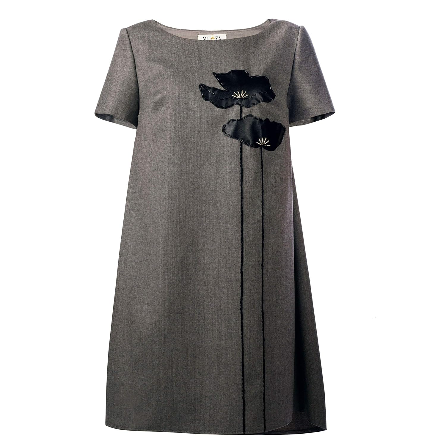 Amazon Com Muza Womens Tunic Grey Poppies Asmmetric Dress With