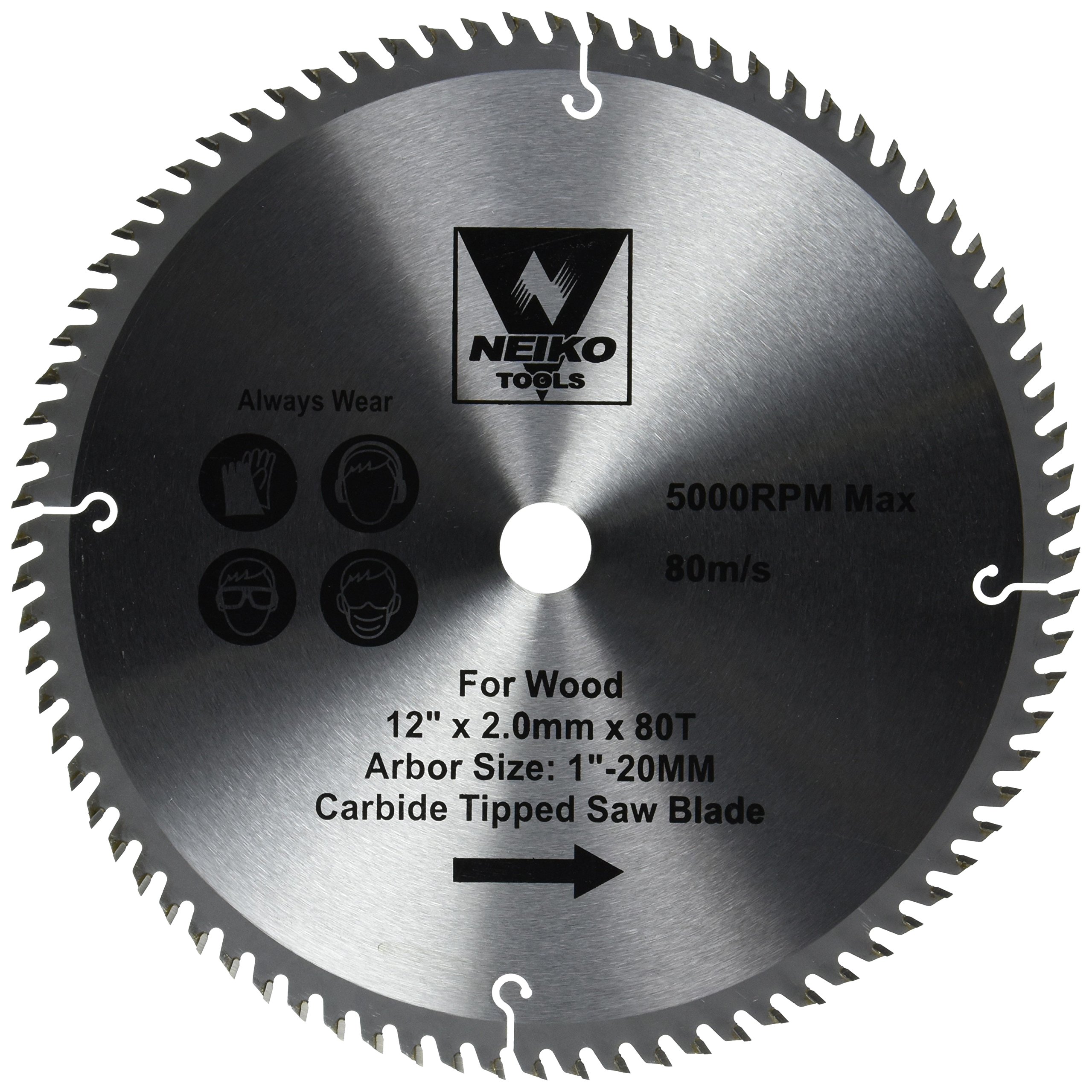 Neiko 10768A 12" Carbide Tipped Miter Saw Blade 80 Tooth Free