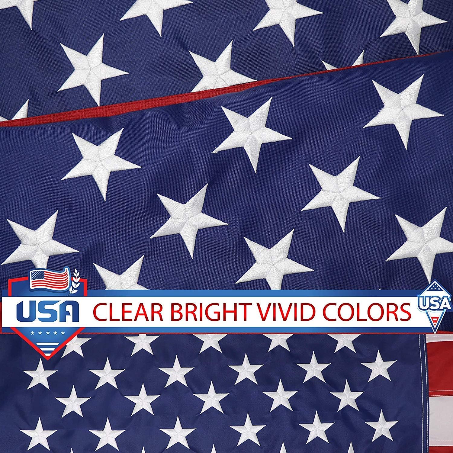 G128 American Flag 5x8 ft USA US Flag Embroidered Stars Sewn Stripes Brass Grommets Durable Indoor Outdoor Use : Garden & Outdoor