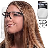 TCP Global Salon World Safety Face Shields with Black Glasses Frames (Pack of 4) - Ultra Clear Protective Full Face…