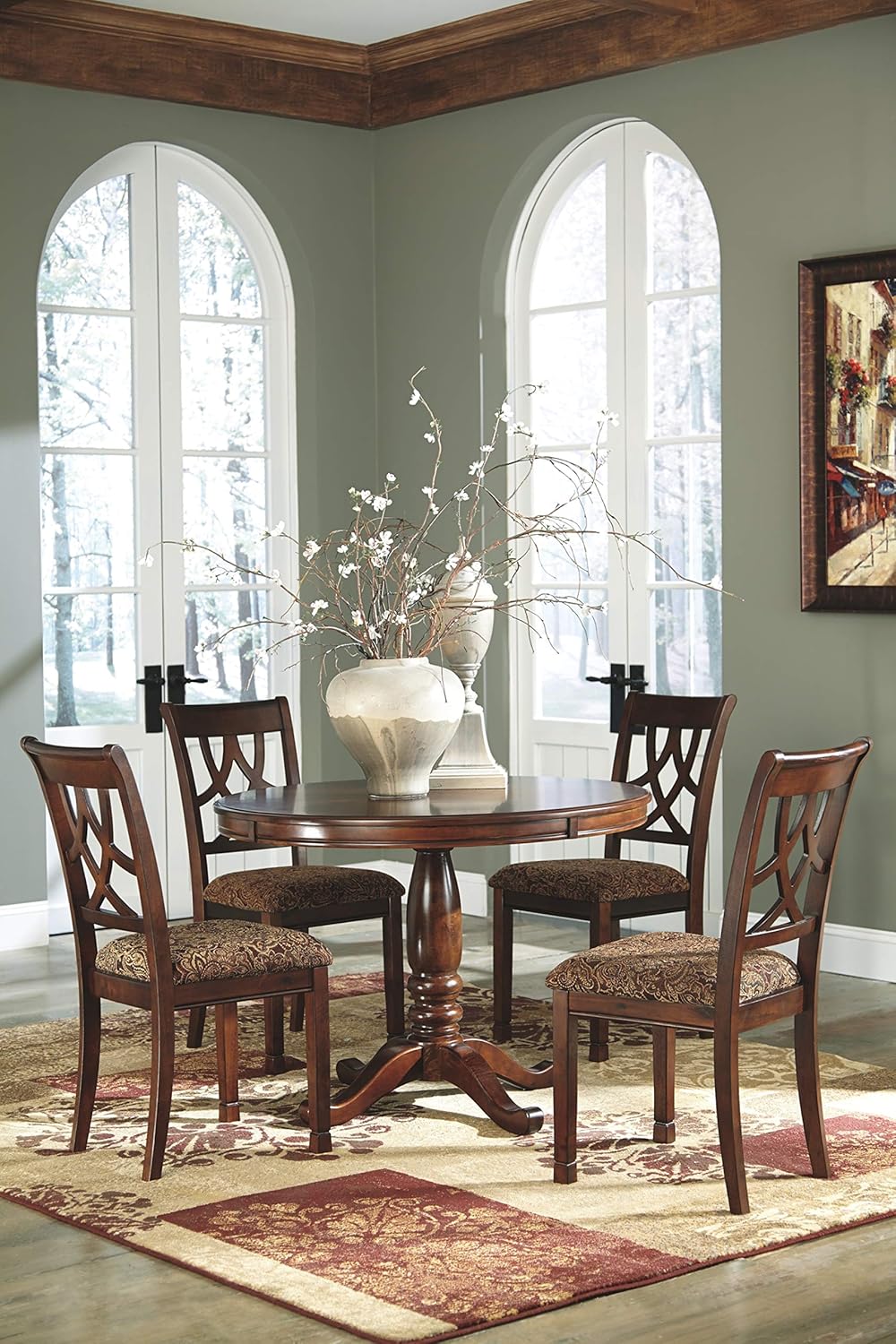 Ashley Furniture Signature Design - Leahlyn Dining Upholstered Side Chair - Pierced Splat Back - Set of 2 - Medium Brown - Chairs