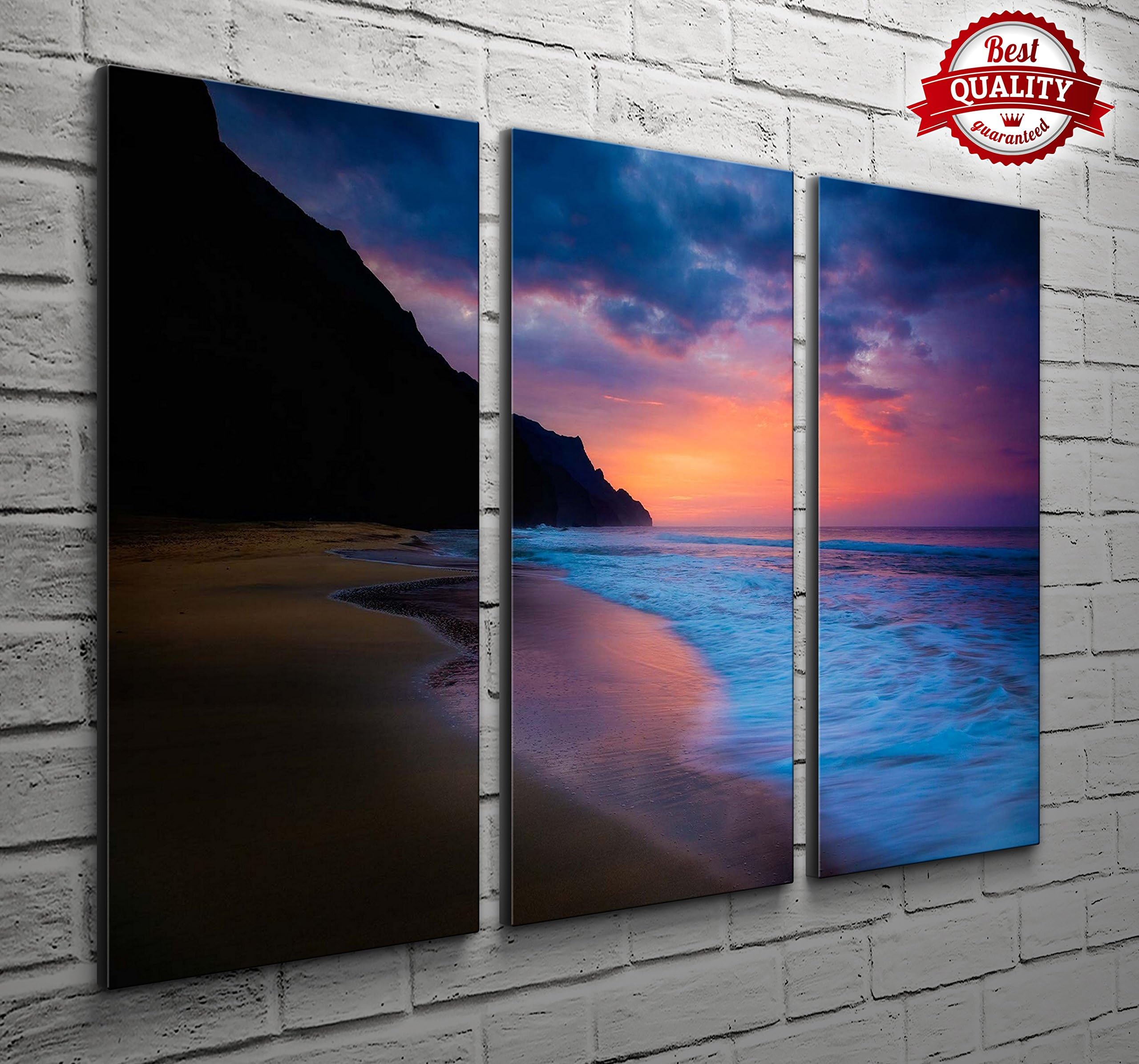 3 Panel Wall Art Maldives Sunrise Canvas Pictures for your Living Room Bedroom or Bathroom Prints