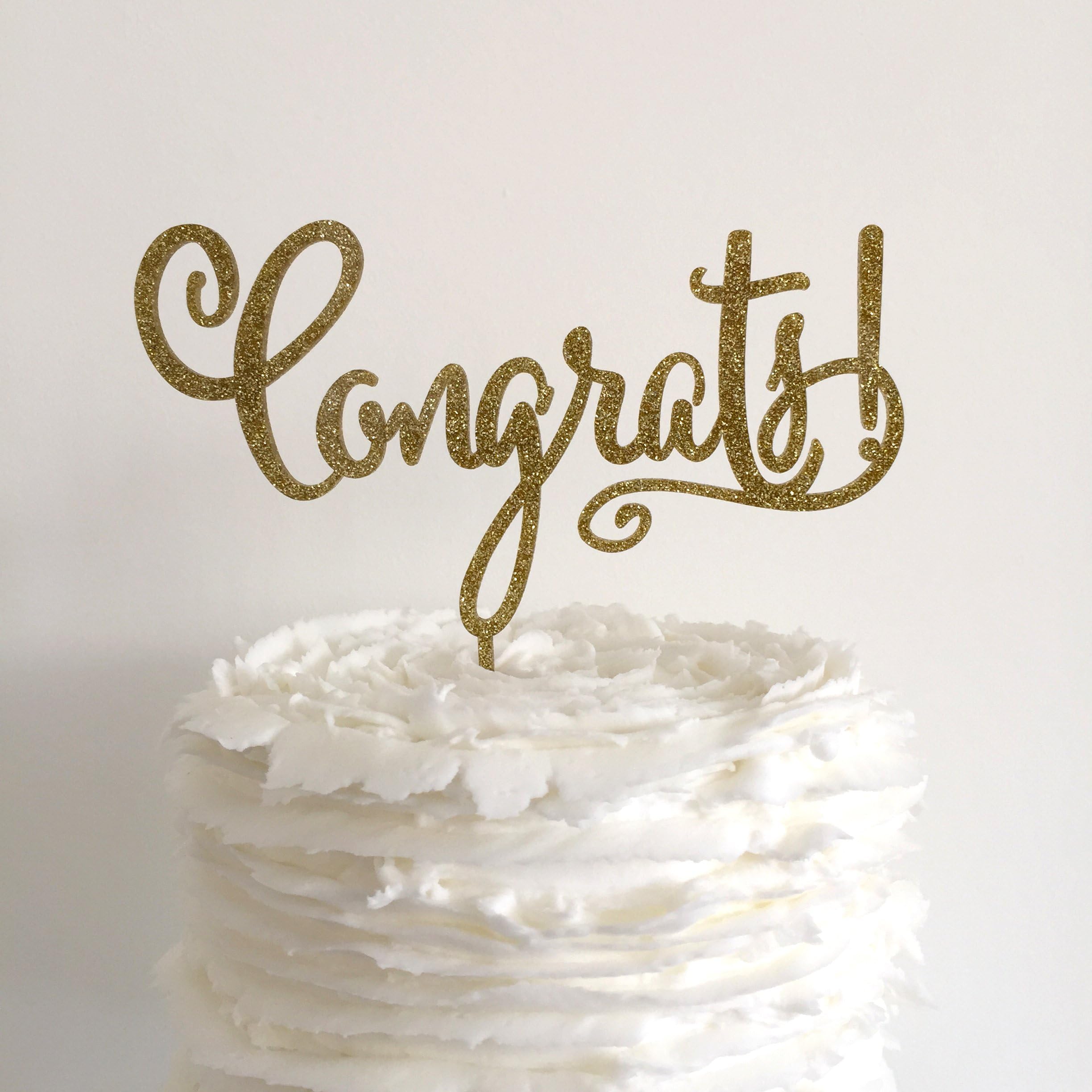 Congrats! Acrylic Cake Topper - Baby Shower, Graduation - Laser Cut