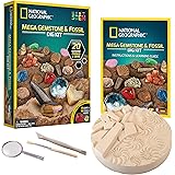 NATIONAL GEOGRAPHIC Mega Fossil and Gemstone Dig Kits - Excavate 10 Real Fossils and 10 Real Gems, Great STEM Science…