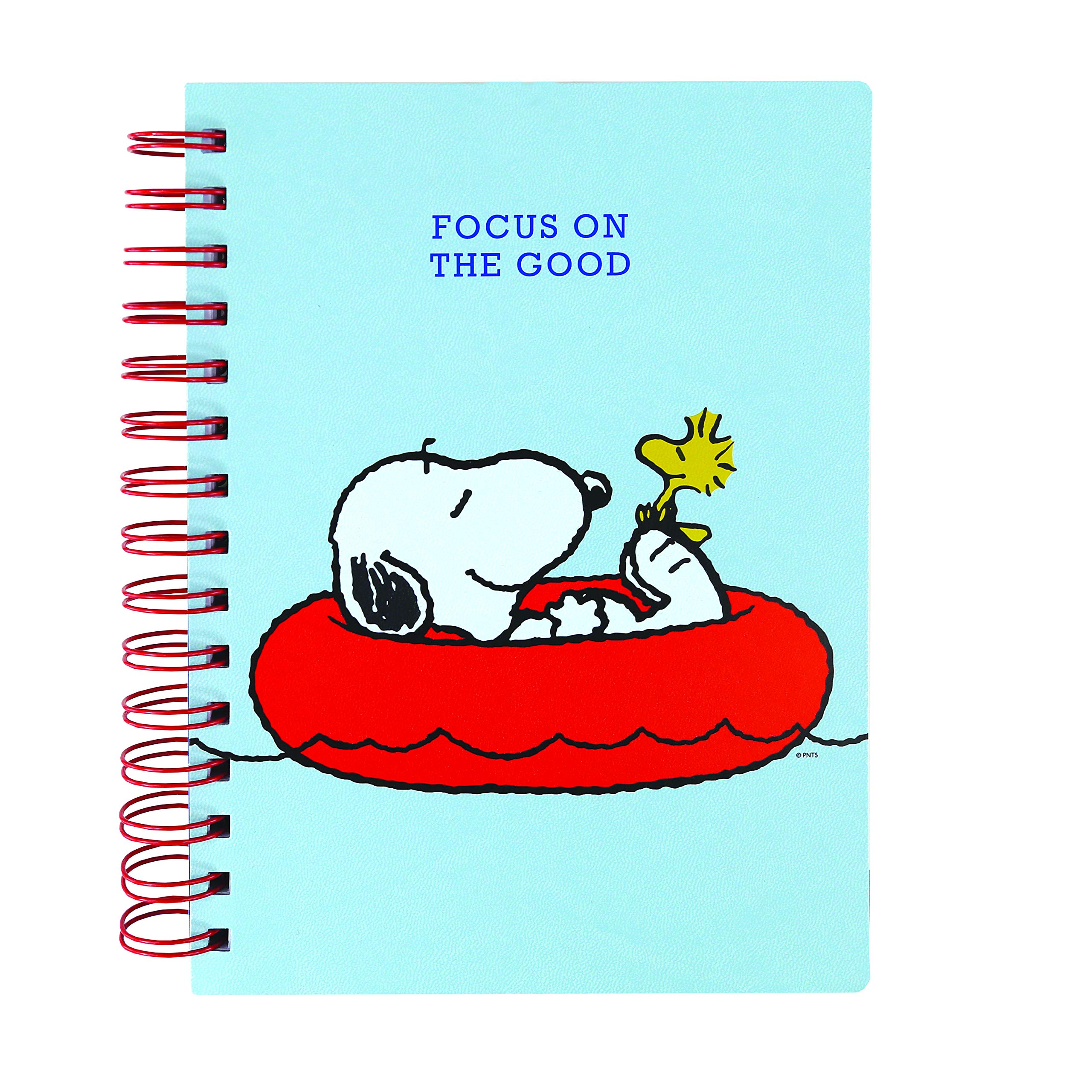 Vegan Leather Spiral Journal, Peanuts Focus, "Focus On The Good" Quote on the Cover – Perfect for Taking Notes, Lists and More