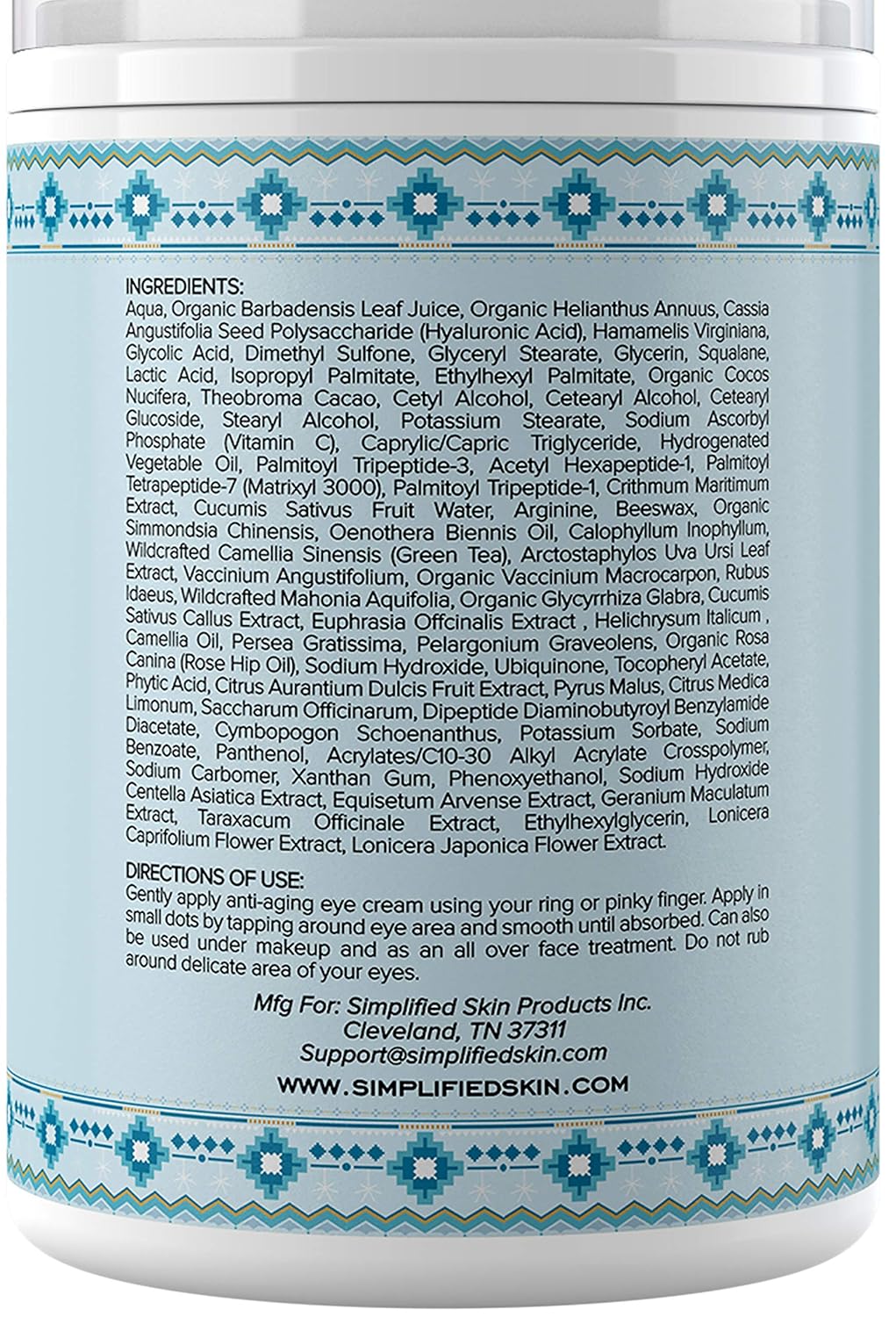 Anti-Aging Eye Cream for Dark Circles, Wrinkles, Bags & Puffiness. Best Under & Around Eyes Anti-Aging Treatment with Vitamin C, Hyaluronic Acid, Green Tea & Organic Rosehip oil by Simplified Skin 1.7 oz: Beauty