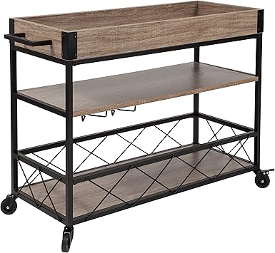 Amazon Com Taylor Logan Distressed Wood Kitchen Bar Cart With