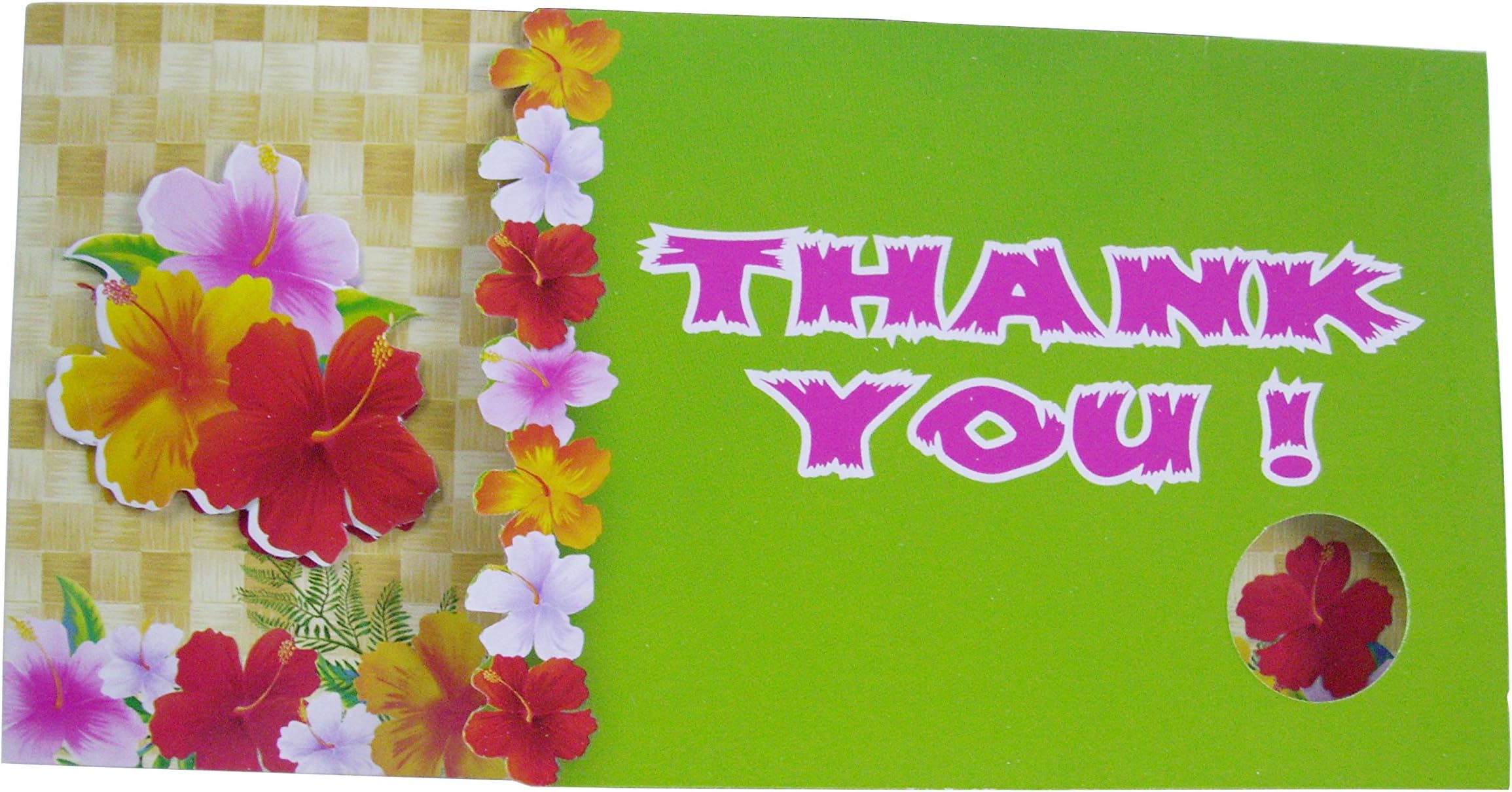 Luau - Tiki Party 3D Thank You Cards with Envelopes - 8 Pack (Hibiscus Flower Bouquet)
