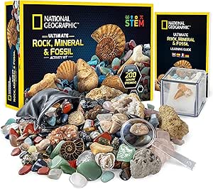NATIONAL GEOGRAPHIC Rocks & Fossils Kit – 200+ Piece Set ...