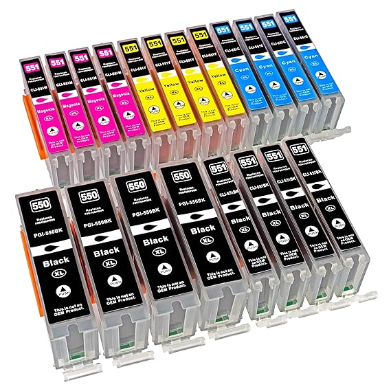 ESMOnline 20 komp. XL Druckerpatronen Canon MG 5450 5550 5650 5655 6350 6450 6650 7100 7150 7550 MX 725 925 iP 7200 7250 8750