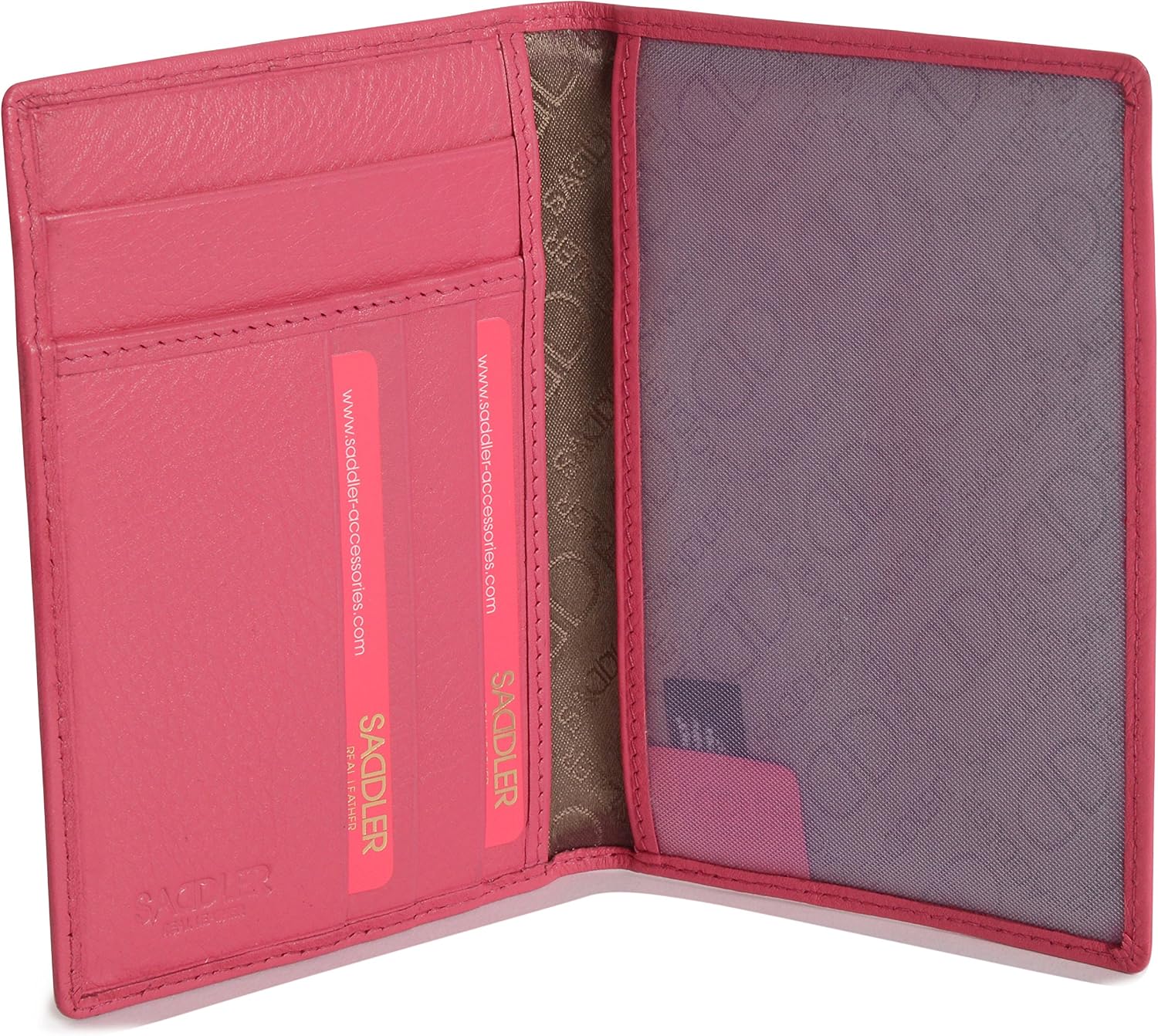 SADDLER "Harper Women's Luxurious Real Leather Passport Holder, Fuchsia - Image 4
