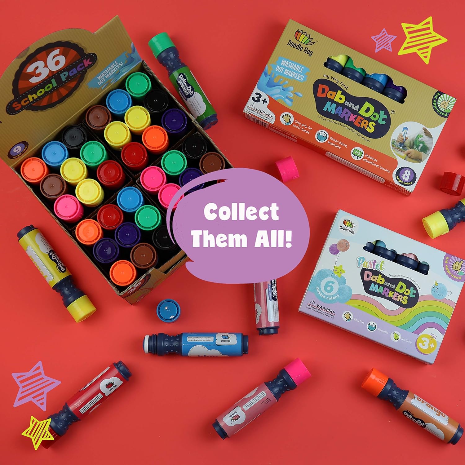 Washable 8 Colors Dot Markers Pack Set. Fun Art Supplies for Kids, Toddlers and Preschoolers. Non Toxic Arts and Crafts Supplies. Includes 200 Plus Fun Downloadable Coloring PDF Sheets (8 Pack): Arts, Crafts & Sewing