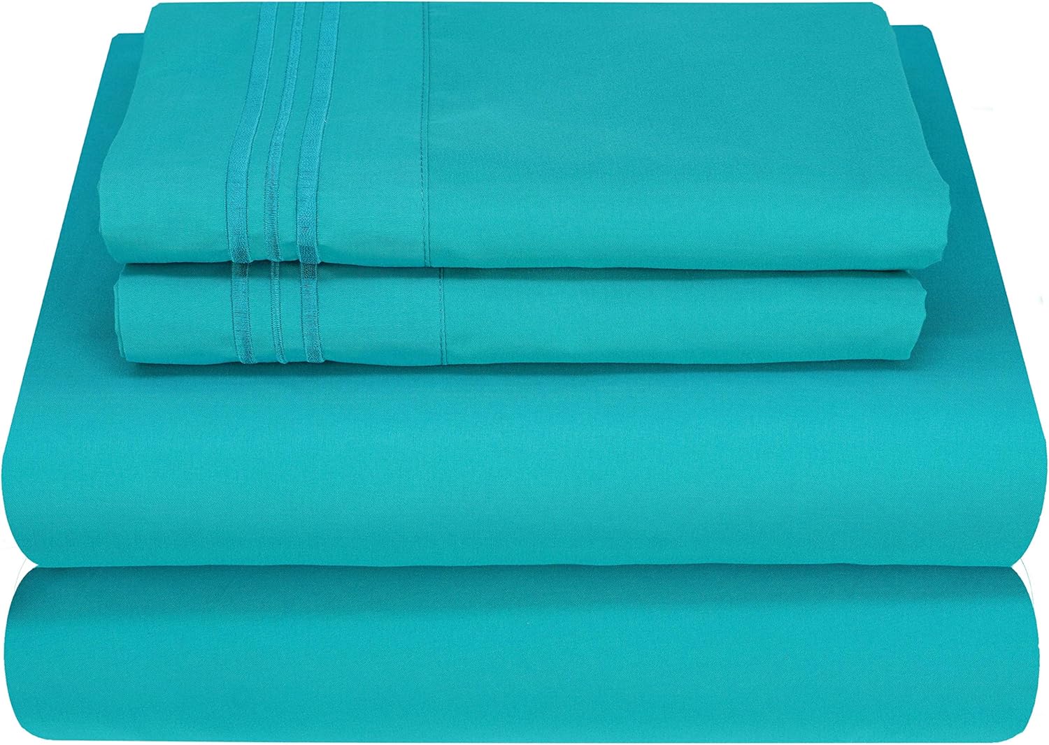 Mezzati Luxury Bed Sheet Set - Soft and Comfortable 1800 Prestige Collection - Brushed Microfiber Bedding (Ocean Teal, Full Size)