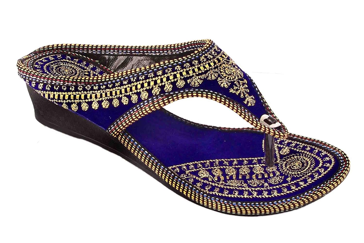 beauty craft rajasthani/jaipuri ethnic zari embroidery work chappal sandal
