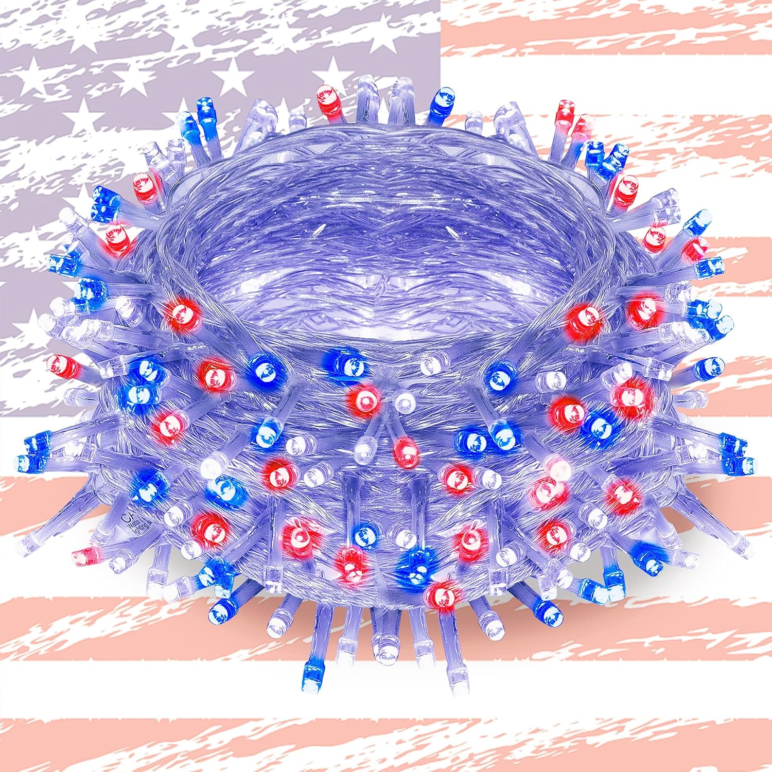 300 LED Indoor Fairy String Lights, July 4th Patriotic Mini Light 8 Lighting Modes Plug in, Waterproof LED for Independence Day Outdoor Holiday Party Bedroom Decorations (Red, Blue & White)