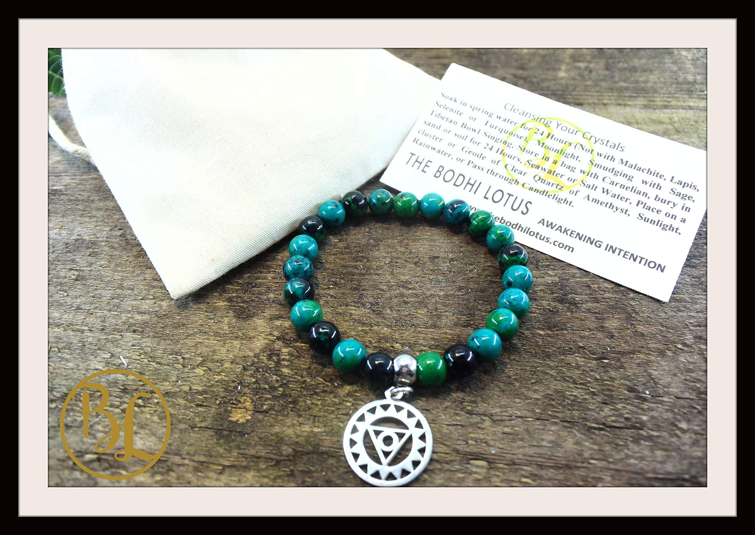 Throat Chakra Charm Gemstone Bracelet CHOOSE YOUR GEMSTONE Throat Vishuddha Chakra Mala Bracelet Gemstone Charm Yoga Meditation Bracelet