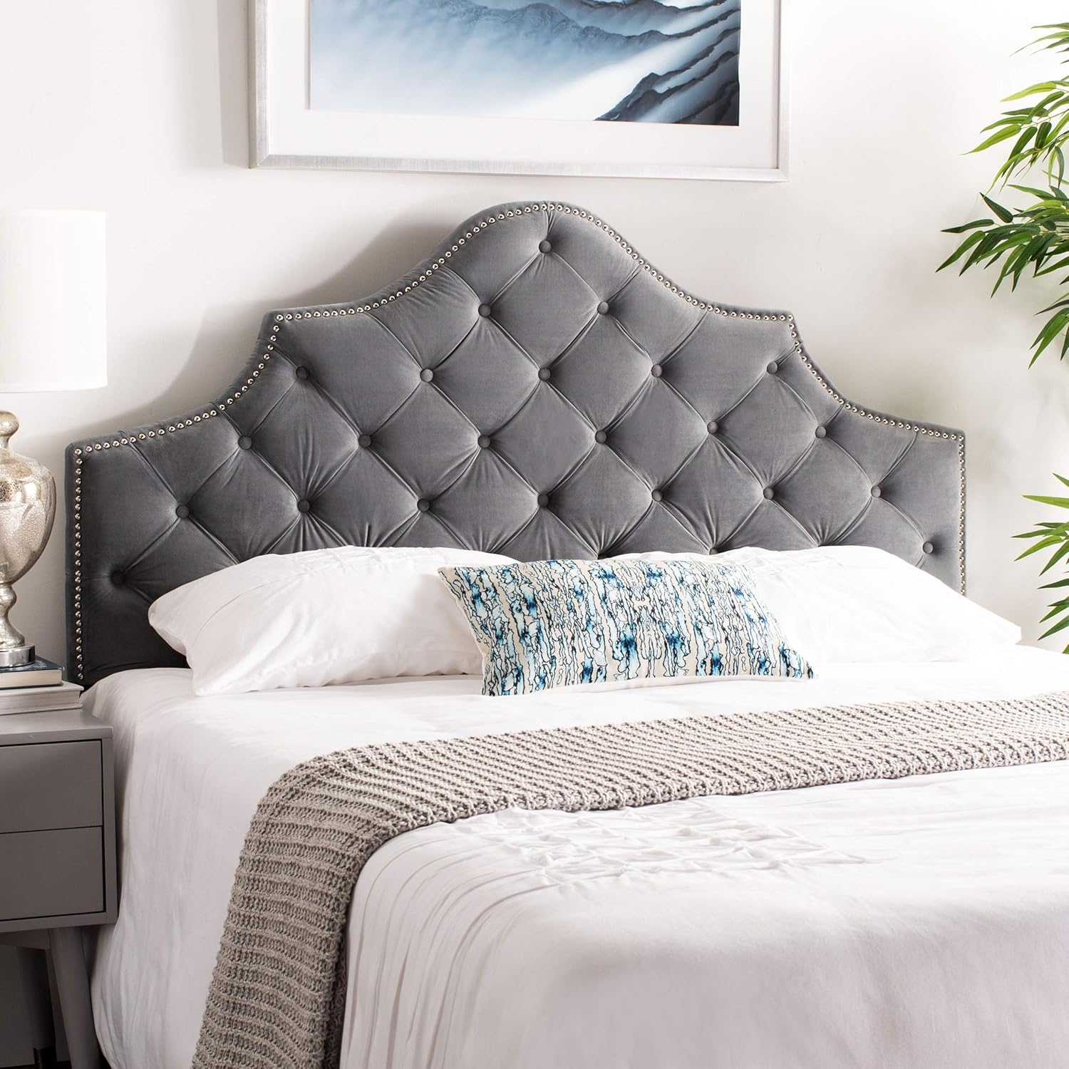 Best grey velvet headboard queen size Your House